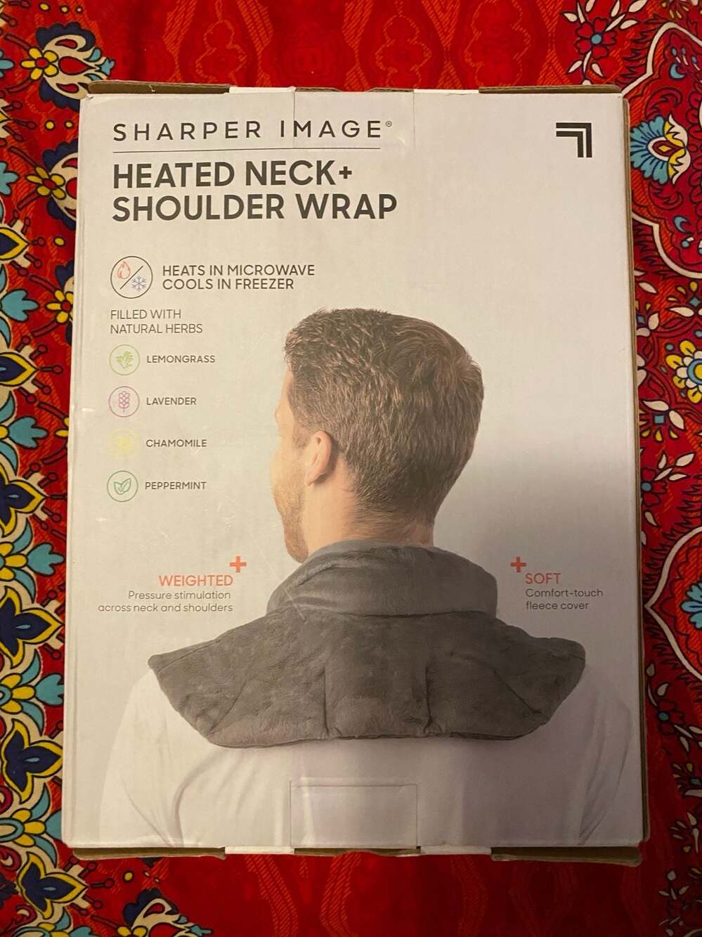 Sharper Image Heated Neck + Shoulder Wrap with Natural Herbs